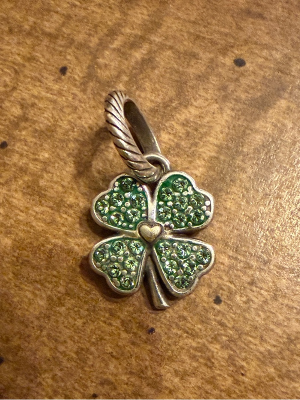Brighton Heart Leaf Clover Silver Plated Charm
